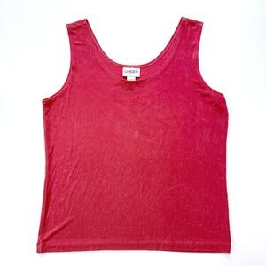 Chico's Travelers Tank Top Women Red Slinky Knit Scoop Neck Size 3 XL